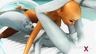 Futanari Alien Seduces Human Girl in Steamy Sci-Fi Laboratory Tryst