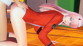 Zero Two Gets Pounded Hard by Her Darling in Hot Schoolhouse Anal Ride