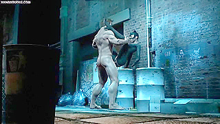 Catwoman Seduces Wolverine in a Fiery Alley Tryst Under Moonlight