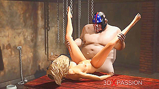Curvy Domme Bends Blond Cutie Over Dungeon Altar in Fiery 3D Tryst