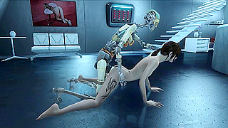 Petite Pleasure Seeker Overwhelmed by Dual Dicks from Fallout Cyborg Lovers