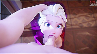 Elsa Gags on Cock During Hot Frozen Tryst – Cum Swallowing Queen