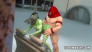Juggernaut Claims Curvaceous She-Hulk in Hot 3D Interracial Action