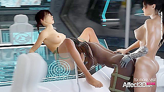 Alien Seductress Commands Futuristic threesome in Hot Interracial Action