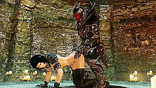Hulking Demon Takes Skyrim Sorceress Hard With Massive Shaft