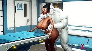 Voluptuous Black Goddess Rides Mechanical Beasts Thick Shaft in Steamy Cybersex Tryst