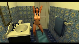 Naazela Moritz Teases with Barely There Nipple Pasties in Hot Shower Fantasy