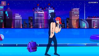 Curvy Anime Babe Teases in Skin-Tight Rashguard for Hot Tryst