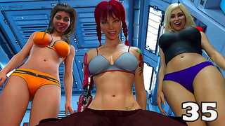 Curvy Teens Play Sexy 3D Poker with Massive Alien Cock in Outer Space