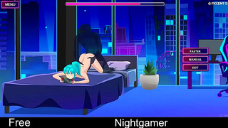 Cute Anime Girl Enjoys Tender Night Romance Beneath Gentle Glow