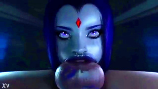 Raven Tempts Widowmaker in Sensual Hentai Pleasure Scene