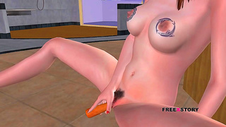 Voluptuous Teen Enjoys Juicy Carrot Play in Sultry 3D Hentai Dream