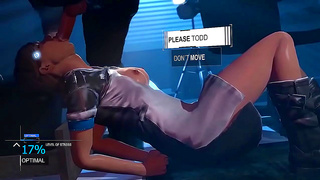 Petite android seduces lover with forbidden passion in neon-lit Detroit night