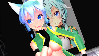 Sinons Hot Blowjob Daydream in Sword Art Online VR Game