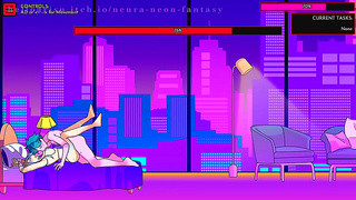 Neon Dreams: Cute Anime Girl Tempts Lover in NEURA Fantasy Night