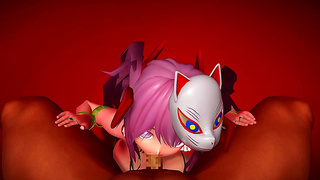 Masked Cutie Devours Hard Cock in Sultry Hentai Fantasy