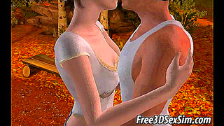 Brunette Enjoys Wild Outdoor Pleasure with Sensual 3D Blowjob Action