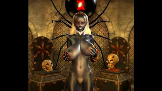 Voluptuous Drow Tempts Brave Hero in Fiery Magical Tryst