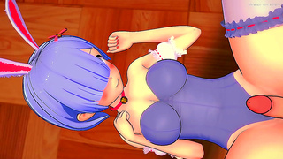 Rems Seductive Bunny Suit Tease Ignites Steamy 3D Hentai Action