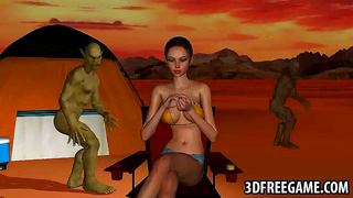 Twin Goblins Seduce Enchanting Beauty Beneath the Stars – Wild Hentai Fantasy