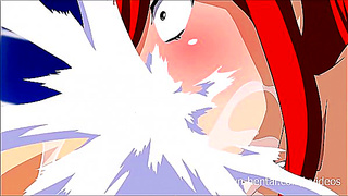 Erza Tempts Dreamy Lover with Hot Blowbang Explosive Pleasure - Fairy Tail Parody