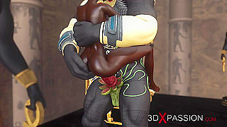 Anubis Claims His ebony slave under Egypts scorching sun with fiery passion