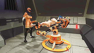 Busty Beauty Takes Mechanical Pleasure Ride with Sensual Shemale Partner