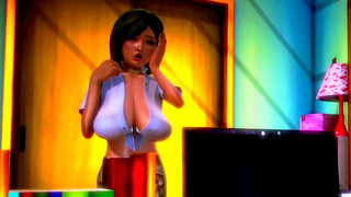 Curvy Animated Beauty Seduces Nerd in Hot Blowjob Fantasy Scene
