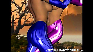 Busty French Maid Seduces in Sheer Lace Panties – Steamy 3D Fantasy Encounter