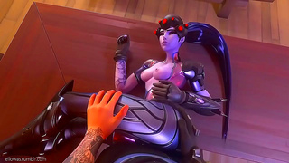 Widowmaker Pleasured Hard from Behind in Hot Overwatch Hentai Scene