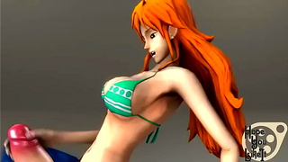 Nami Tempts Goku with Dual Pleasures in Hot One Piece Dragon Ball Tryst