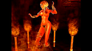 Voluptuous Nude 3D Goddess Dances Sensually to Pounding Rock Rhythms