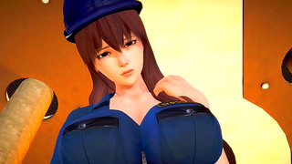 Busty Cop Pleads for Cock Before Riding Her Hesitant Lover in Steamy 3D Encounter
