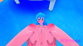 Aquas Virgin Pleasure: Busty Goddess Takes It Rough in School Uniform – KonoSuba Harem