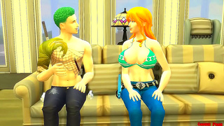 Zoro Dominates Nami in Wild One Piece Hentai Bedroom Rendezvous