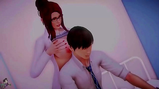 Feisty Redheaded Nurse Tempts Arrogant Doctor with Luscious Curves at Waifu Academy
