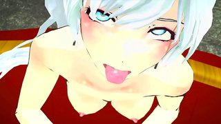 Weiss Surrenders to Brainy Hotties Seduction in Hot 3D Anime Classroom Fuck