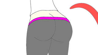 Alluring Anime Babe Seduced by Sinister Worm Monster Through Stretchy Yoga Pants