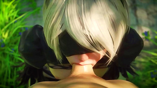 2B Seduces Partner Outdoors in Steaming Hot 3D Hentai POV Encounter