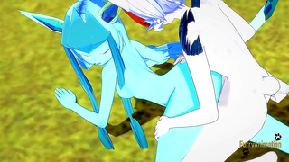Glaceon Receives Thick Load from Cinderace in Wild Pokmon Heat