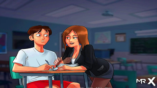 Busty Tutor Tempts Classmate in Hot Summer Seduction Game
