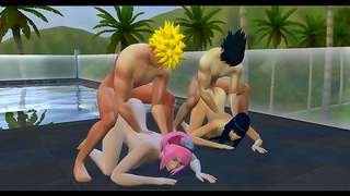 Hinata Sakura Swap Partners in Hot Ninja Pool Encounter