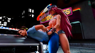 Busty Anime Beauty Tempts Dragon Ball Z Warrior in Sultry Night Encounter