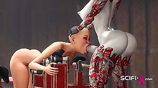 Futa Bot Dominates Hairless Man in Steamy Sci-Fi Encounter