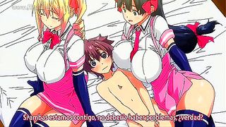Passionate Hentai threesome - lovers entangled in steamy ecstasy