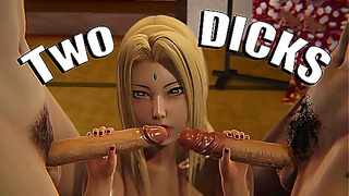 Tsunade Tempts Twin Lovers in Steamy 3D Hentai Bedromantasy