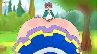 Aqua Teases Kazuma with Busty Charm in Risqu Konosuba Hentai Fun