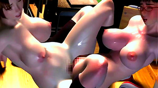 Lucky Dude Enjoys Hot Tryst With Twin Voluptuous Students in 3D Adventure