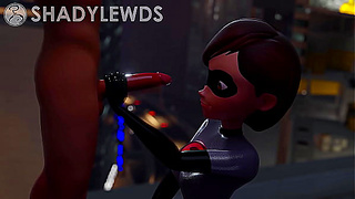 Helens Hot Rooftop Tease in Grey Suit – The Incredibles Steamy Moment