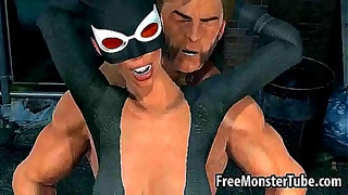 Catwoman Rides Wolverine Under Moonlight - Feral Outdoor Pleasure